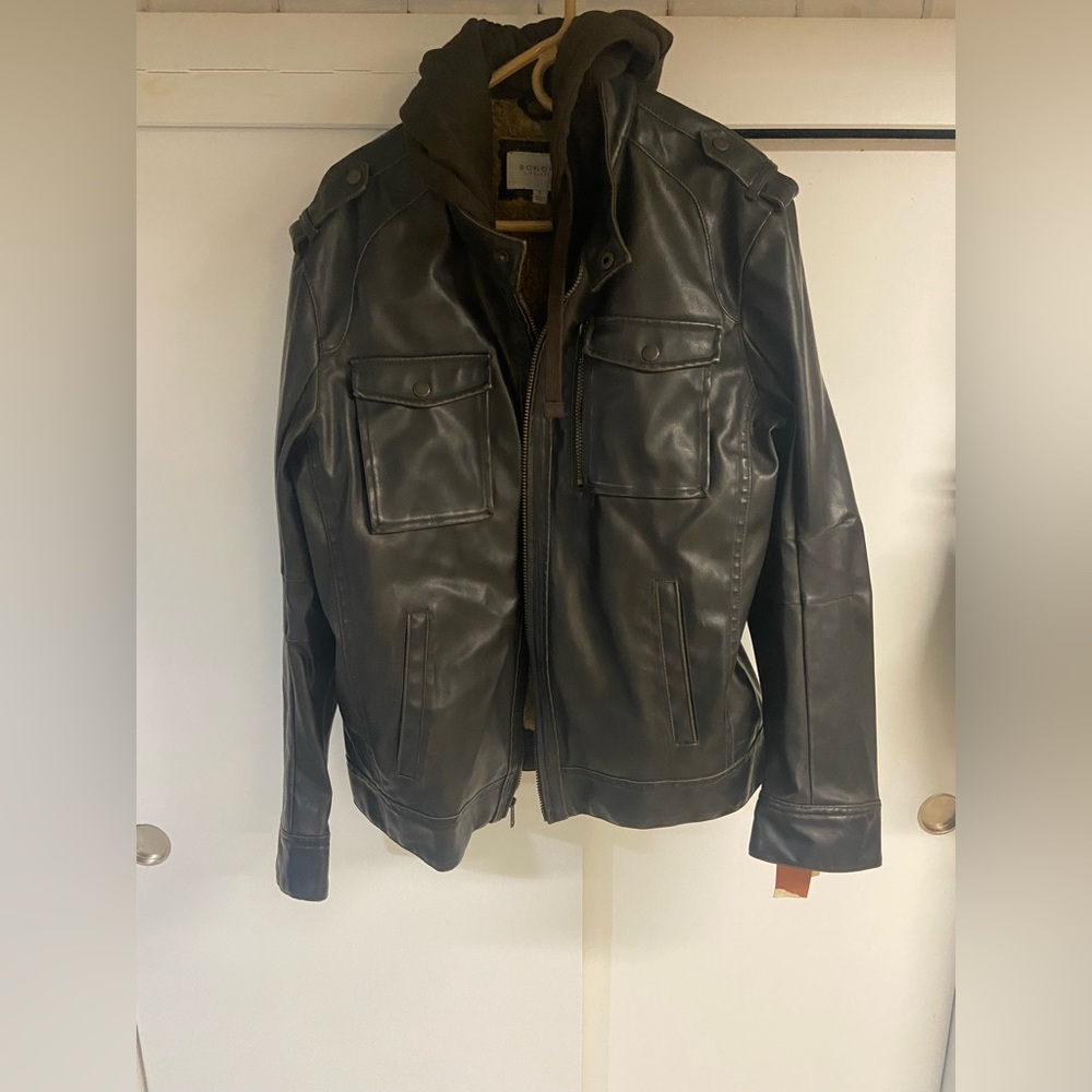 Sonoma faux leather jacket with hood